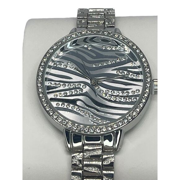 Silver Tone Crystal Bracelet Watch Zebra Print Stunning Chic Trendy Fashion NWT main image 14